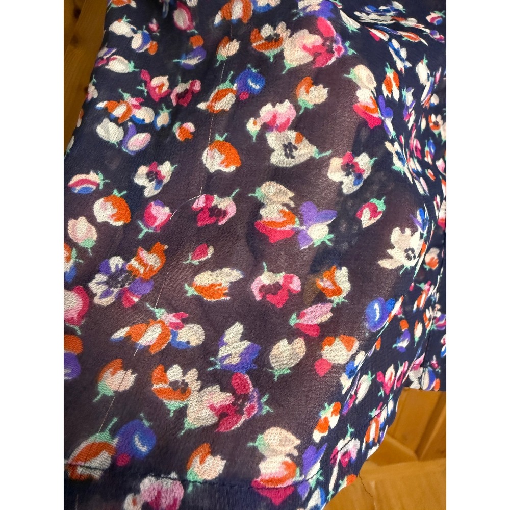 American Eagle Floral Print Lace Trim Sheer Blouse Top - Women's - Picture 2 of 5